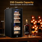 Cigar Electric Humidor, 35L 250 Counts Large Capacity Thermostatic Electric Cigar Cooler Cabinet with Digital LED Screen, Safety Lock,Smart Humidity & Temp Control, Gifts for Men