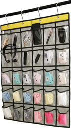 Classroom Pocket Chart for Phone Calculator Holder Over The Door Hanging Closet Jewelry Organizer with 30 Clear Pockets (GREY)