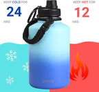 DRINCO Stainless Steel Water Bottle Spout Lid Vacuum Insulated Double Wall Water Bottle(64oz 40oz 32oz 22oz 18oz 14oz) Leak Proof Keep Cold Sport Camping Hiking (64 oz, 64oz Morning Sky Blue)
