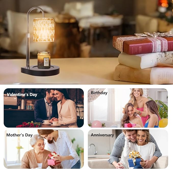 GEEZO Fragrance Candle Warmer Lamp，Electric Candle Warmer with Timer & Dimmer，Mom Christmas Birthday Gifts for Women, House Warming Gifts New Home Bedroom Decor