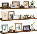 Giftgarden 47 Inch Long Floating Shelves for Wall, Rustic Picture Ledge Large Shelf for Living Room Bedroom Bathroom Kitchen, Set of 3 Different Sizes