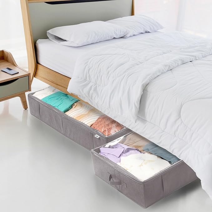 Closet Organizers and Storage - Maximize Space with Under Bed Storage Containers & Clothes Storage - Ideal Closet Organizer, Toy Storage Organizer & Underbed Storage (Grey, 2 Pack)