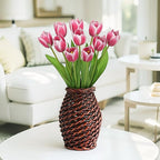 Artificial Tulips Flowers – 20" Long Stem Faux Tulips, 10PCS Real Touch Fake Red Tulip for Vase, Farmhouse, Kitchen, Spring & Wedding Home Decor