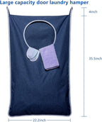 KEEPJOY XL Hanging Laundry Hamper Bag, Hanging Hamper with 2 Strong Hooks for Dirty clothes Door Hanging Laundry bag Large Size 36X22 inch (Blue-1Pack)