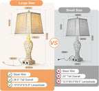 28.5" Table Lamps Set of 2 - Bedside Lamp with Fabric Shades - for Bedroom and Living Room with USB and Nightlight - Perfect for Nightstands and Bedrooms