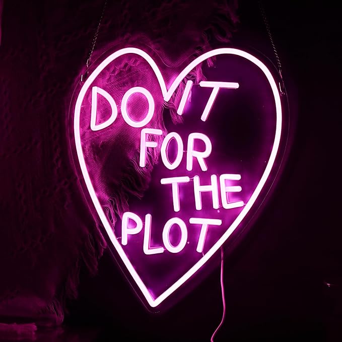 Do It For The Plot Neon Sign Dimmable Pink Words Neon Light for Wall Decor USB Led Heart Neon Light Sign for Bedroom Living Room Wedding Party Bar Neon Sign