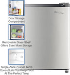 RecPro 1.7 Cu Ft 12V RV Refrigerator | Compact Fridge with Reversible Door, 2L Bottle Door Storage, 7 Temp Settings | Eco-Friendly R600A, Leveling Feet, Wire Shelf | 19.5”H x 17.5”W x 19.8”D