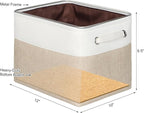 Kntiwiwo Foldable Storage Bin Collapsible Basket 12" x 10" x 9.5" Cube Storage Organizer Bins with Dual Carry Handles for Home Closet Shelves Drawers Organizer, Set of 3, Beige