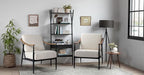 Modern Accent Chair for Living Room Bedroom Mid Century Arm Chair Upholstered Office Accent Chair Comfy Waiting Room Chair with Metal Frame, Cream White