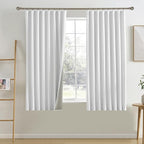 RAIN CITY Snow White Blackout Curtains Back Tab Rod Pocket Pleated Track Curtains Short Kids Bedroom Classic Curtain Drapes 2 Panels Set 63 Inches Long 50x63