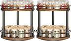 Spice Rack, Set of 2 Lazy Susan Organizer, 2-Tier Turntable Organizer, Rotating Spice Rack Organizer For Cabinet, Compact and Versatile, for Kitchen Countertop, Rustic Brown SR22L2BR
