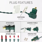 150LIGHTS Multi Extra-Bright with End Connectors Christmas Decorative Lights 9.72m UL Certified Mini String Light Set Waterproof for Home Garden Holiday Christmas Tree Party Patio Wedding