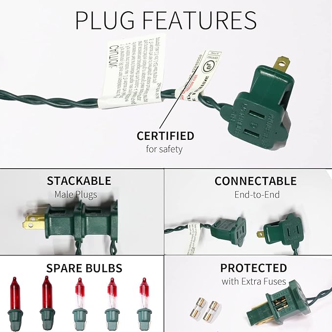 150LIGHTS RED Extra-Bright with End Connectors Christmas Decorative Lights 9.72m UL Certified Mini String Light Set Waterproof for Home Garden Holiday Christmas Tree Party Patio Decor Wedding