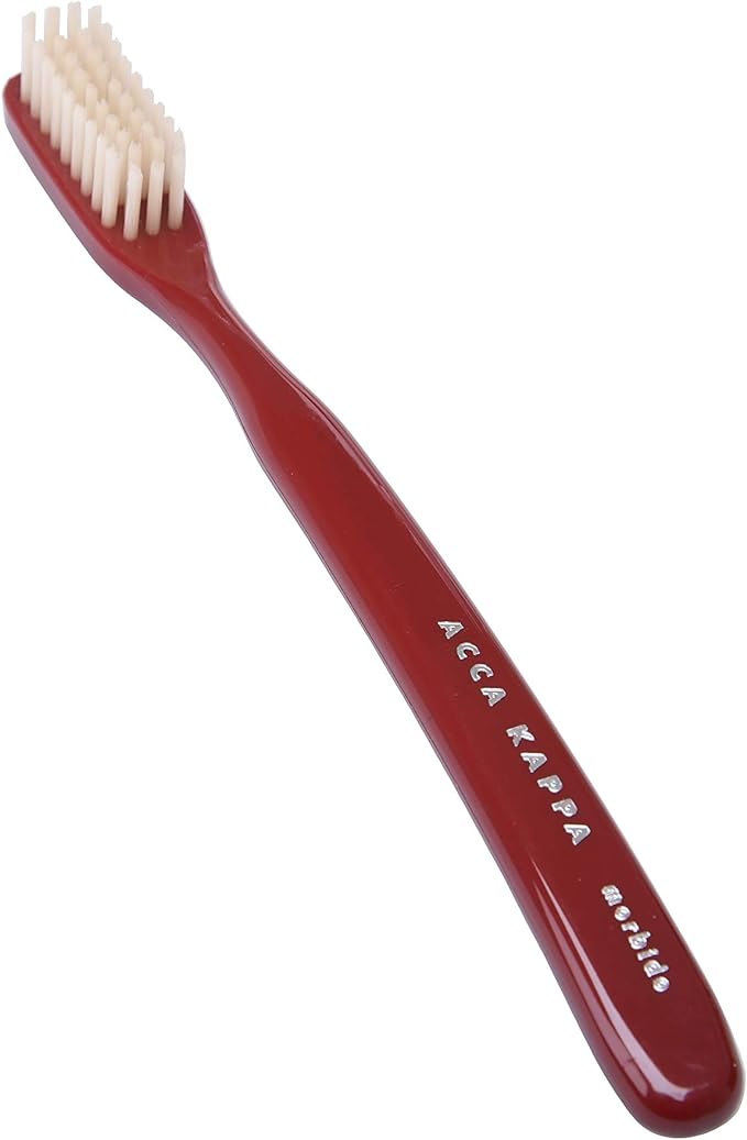 Acca Kappa Vintage Red Toothbrush Hard Nylon Bristles Retro-Style Ergonomic Handle