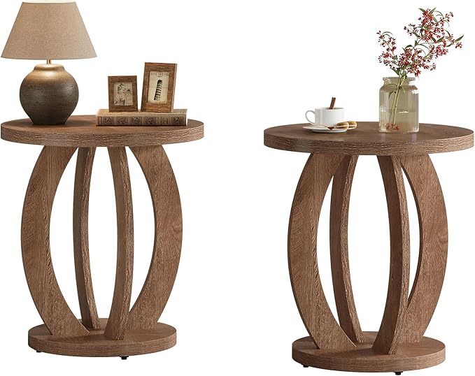 Tribesigns Round Side Table with Storage