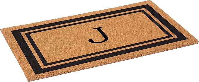 Calloway Mills 152963048J Black Border 30" x 48" Monogram Doormat Letter (J)