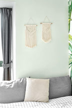 Dahey 2 Pcs Macrame Wall Hanging Small Woven Tapestry Wall Art Decor - Beautiful for Boho Home Dorm College Classroom Decor, Apartment, Nursery, Party Decorations, 16.5" L x 10" W and 17.5"x 10"W