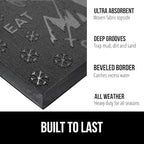 GORILLA GRIP 100% Waterproof All-Season WeatherMax Doormat 35x23, US Designed Natural Rubber, Stain and Fade Resistant, Low Profile Indoor Outdoor Door Mats, Easy Clean Patio Mat, Graphite Skiing