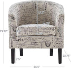 BELLEZE Accent Barrel Chair Set of 2, Linen Round Chair Club Tub Sofa Corner Chair with Flared Legs and Cozy Soft Padding for Living Room Bedroom Waiting Room - Black & Beige