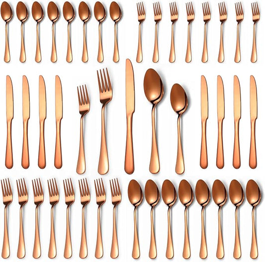 40 Pcs Rose Gold Silverware Set for 8, Food Grade Stainless Steel Flatware Set, Eating Utensils Sets Include Fork/Knife/Spoon,Home Kitchen Tableware Set, Reusable Cutlery Set, Dishwasher Safe