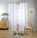 MIUCO Sheer Curtains 84 Inch Long White Living Room Curtains Semi Voile Sheer Panels Linen Textured Grommet Curtains Window Curtain Panels, 37 x 84 Inches Length Set of 2 Drapes