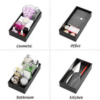 Black Bamboo Drawer Organizer - Silverware&Utensil Holder Organizer for Kitchen Drawers, Multi-Use Drawer Dividers Boxes for Bathroom Counter，Cabinet, Garage, Office Desk, Makeup, Jewelry (12*6*2.5)