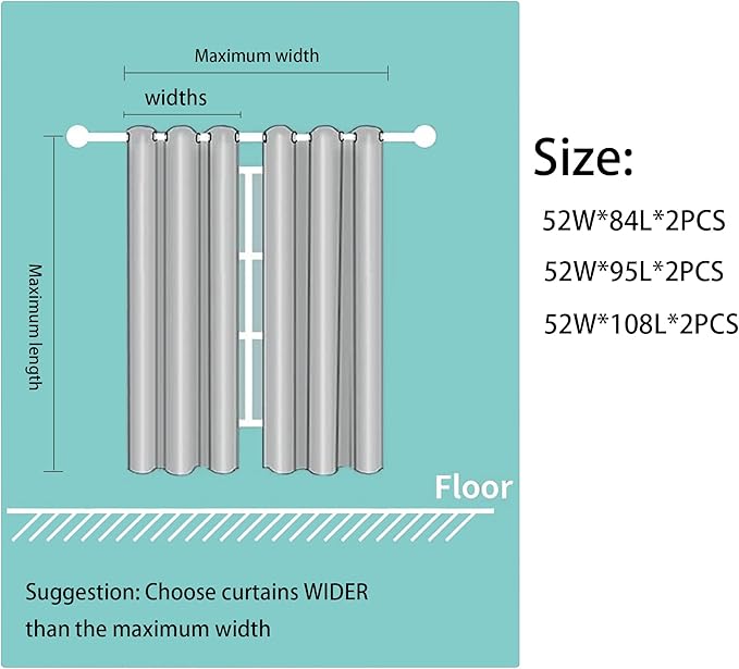 Grommets Blackout Long Window Curtains Navy Blue Gold-52W*108L 2PCS Drapes for Bedroom