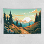 HZOHNAGO Mountain Tapestry Forest Mountain Sunrise Road Pattern Printed Wall Tapestry Wall Hanging for Bedroom Living Room Dorm 90" W x 60" H