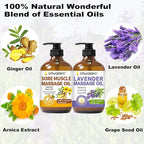 Massage Oil for Massage Therapy,Lymphatic Drainage-Ginger Oil Sore Muscle Arnica Oil &Lavender Oil Relaxing Massage Oils for Date Night,Massage Ball,Fathers Day Gift for Husband,Men, Gifts for Him Her