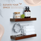 Homeforia Walnut 12 inch Floating Shelf, High End Solid Real Wood Small 12inch Floating Shelves for Wall Mounted, Dark Brown 12in Floating Shelves, Heavy Duty Bracket, 12 X 6.5 X 1.75 inches, Set of 2