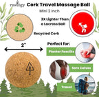 Travel Cork Massage Ball | Lightweight, Sustainable Alternative to Lacrosse Ball for Muscle Pain Relief (1.9 Inch (Pack of 1), Sanded Cork)