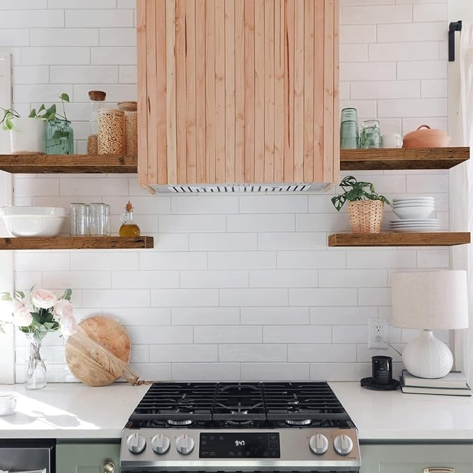 QEEIG Floating Shelves for Wall Bathroom Shelf Bedroom Kitchen Living Room Farmhouse Small Book Shelf 16 inch Set of 4, Brown (015-BN4)