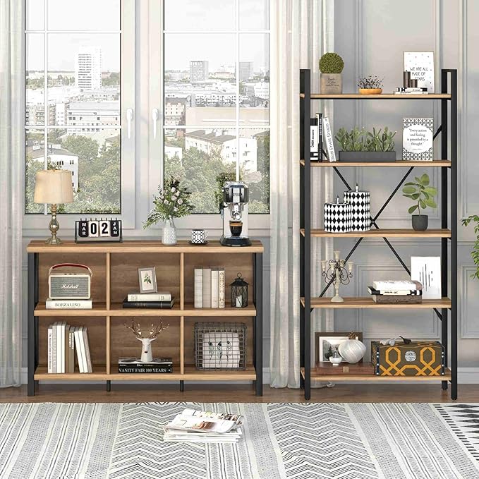 6 Cube Storage Organizer with Shelf - Industrial Bookcase by FATORRI