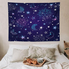 HZOHNAGO Boho Sun Moon Tapestry Purple Blue Sun Stars Galaxy Pattern Printed Wall Tapestry Wall Hanging for Bedroom Living Room Dorm 80" W x 60" H