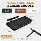 16"x6.8"x1.6" Slanted Floating Wall Shelves 2-Pack - Rustic Black Finish, Heavy-Duty Solid Wood Design with Hidden Brackets - Perfect for Living Room, Kitchen, Bathroom, or Office