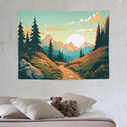 HZOHNAGO Mountain Tapestry Forest Mountain Sunrise Road Pattern Printed Wall Tapestry Wall Hanging for Bedroom Living Room Dorm 40" W x 30" H