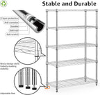 1250 lbs Steel Heavy Duty 5-Tier Utility Shelving Unit Steel Organizer Wire Rack for Home,Kitchen,Office,Chrome (13.7" D x 23.6" W x 62.4" H)