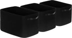 MINTWOOD Design 3-Pack Storage Baskets for Shelves, Decorative Baskets for Organizing, Woven Baskets for Storage, Book Basket Cube Bin Box, Pantry Closet, Shoe Organizer, Black / Black