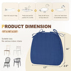 downluxe Chair Cushions for Dining Chairs, Waterproof Kitchen Chair Pads, Non-Slip Dining Seat Cushion with Ties, 17" x 16" x 2.5", Blue, 4 Pack