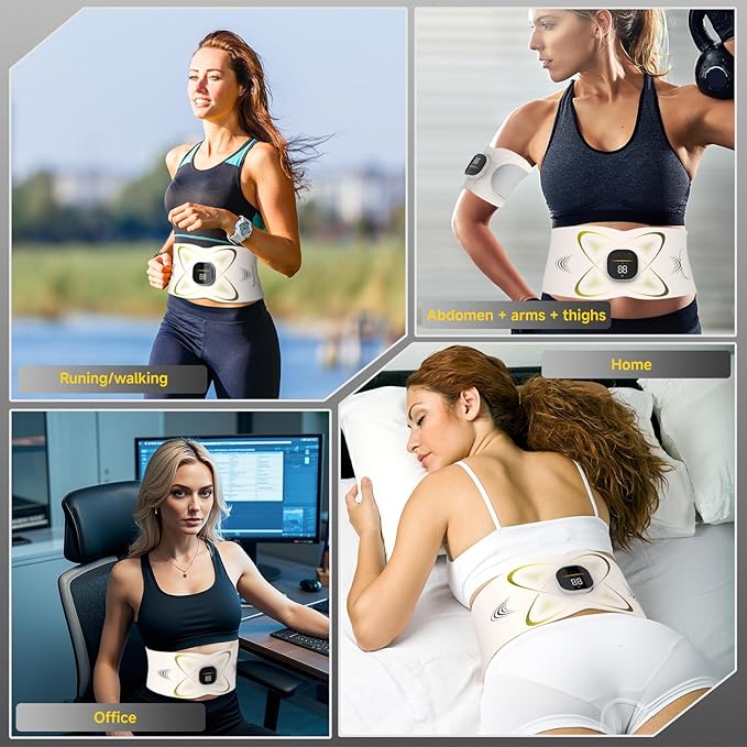 Abs Stimulator Abdominal, ab Belt Muscle Stimulator with Heat for Belly Fat Loss, Stomach Cellulite Melting, Postpartum Care Smooth & Firming, Lower Back Massager for Pain Relief Women Men Gifts
