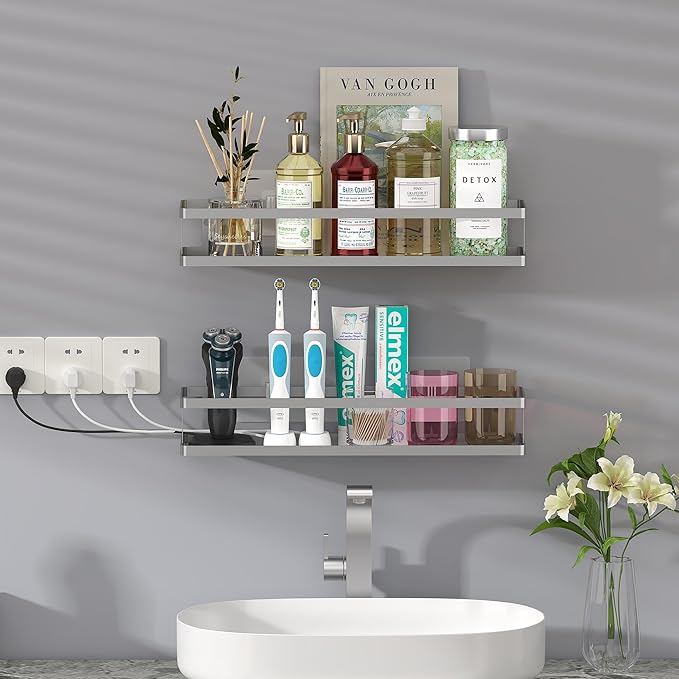 PUSDON Metal Wall Hanging Basket 2 Packs DIY Suitable for Multiple Scenes - Large Silver Grey Guardrail