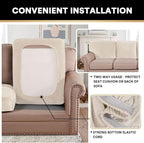 PrinceDeco Velvet Couch Cushion Cover Stretch Sofa Seat Covers Washable Cushion Slipcover for Chair Love Seat Sofa Cushion Furniture Protector Seat Cushion Sofa Cover (Each Width Up to 29.5", Ivory)
