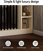 Wall Room Divider, Storage Cabinet Storage Display with Shelves, Modern Freestanding Wood Room Divider Screen, Wall Privacy Screens for Home Decorative (Beige+Black,35.4" L x 9.5" W x 79.5" H)