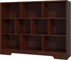 Book Shelf, 10 Cubes Storage Organizer, 3-Tier Open Shelf Wooden Bookcase, Freestanding Cherry Bookshelf Cube Shelf for Bedroom, Living Room, Home Office