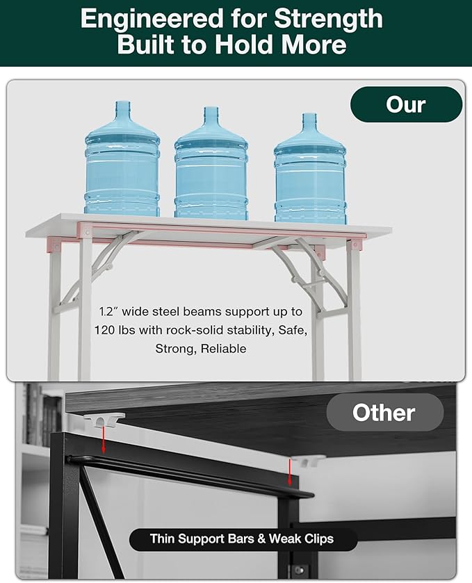 Frylr Small Folding Computer Desk – 35.8 Inch Portable Table for Craft and Study, Lightweight Desk for Small Spaces, Foldable Laptop Table Built-in AC/USB Outlets for Convenience, White