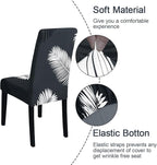 JQinHome Pattern Chair Covers for Dining Room Set of 4, High Stretch Removable Washable Parsons Chair Slipcover for Home Party Hotel Wedding Ceremony (Plume Black,4PCS)
