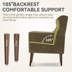Modern Accent Chair, Upholstered Armchair with Pillow, Fabric Single Sofa Chair with Lounge Seat and Wood Legs Accent Chair for Living Room Bedroom Small Spaces (Avocado, Set of 1)