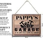 Rustic Sign, Father's Day Gift, Dad's Gift, Grandpa's Gift, Decor Hanging Wood Signs, Printed Wood Wall Art Sign, Pappy's Garage, If He Can't Fix It We're All Screwed, Vintage Sign Gift for Grandpa