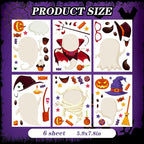 6 Sheet Halloween Stickers Clings Cute Ghost Decals Decor for Kids, Vintage Ghost Evil Pumpkin Reusable Window Stickers for Halloween Party Supplies Home Glass Decorations