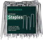 FEED GARDEN 6 Inch 25 Pack Galvanized Landscape Staples 11 Gauge Turf Garden Stakes Tent Stakes Landscaping Fabric SOD Pins Yard Stakes for Weed Barrier Fabric